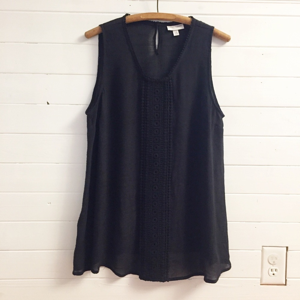 Liz Lange Maternity Black Gauze Sleeveless L